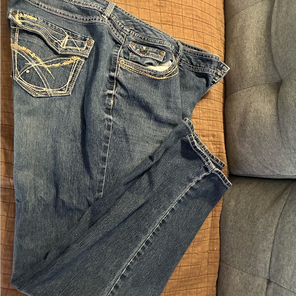 Cato Women's Blue Skinny Jeans with Gold Stitching